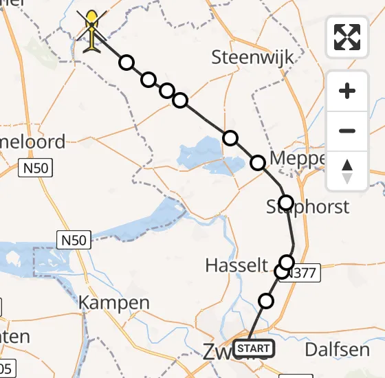 Vlucht Traumahelikopter PH-MAA van Zwolle naar Spanga op dinsdag 23 juli 2024 1:46
