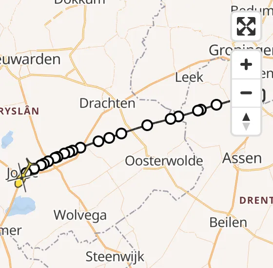 Vlucht Traumahelikopter PH-MAA van Groningen Airport Eelde naar Joure op dinsdag 23 juli 2024 8:06