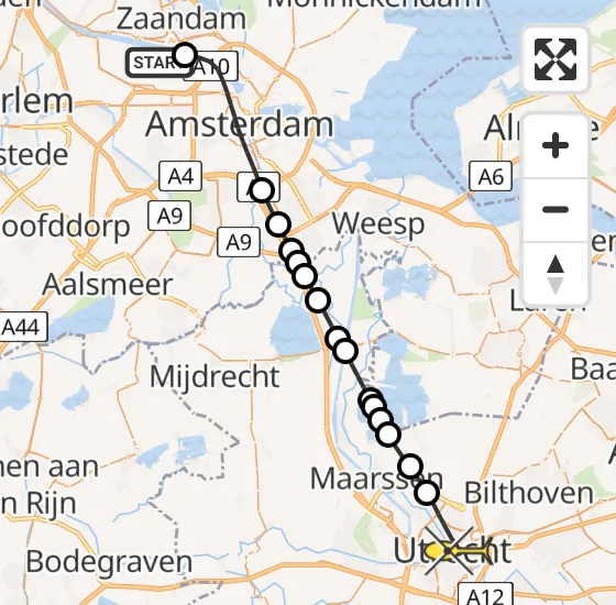 Vlucht Traumahelikopter PH-DOC van Amsterdam Heliport naar Utrecht op dinsdag 23 juli 2024 9:43