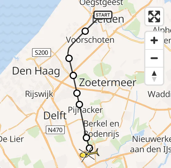 Vlucht Traumahelikopter PH-UMC van Leiden naar Rotterdam The Hague Airport op dinsdag 23 juli 2024 10:17
