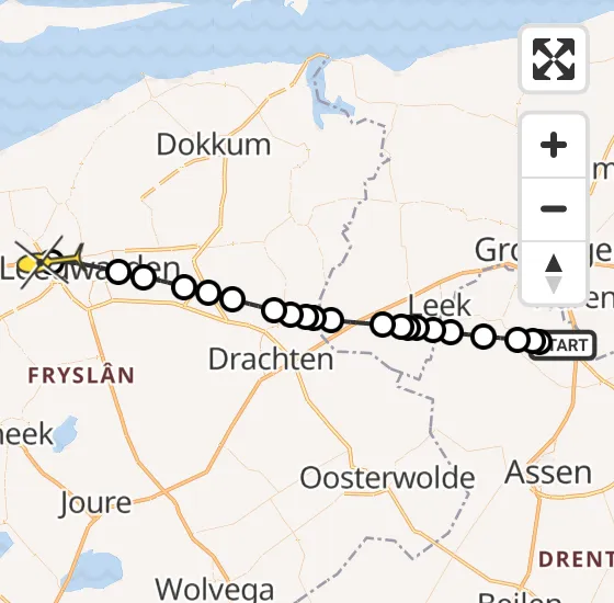 Vlucht Traumahelikopter PH-MAA van Groningen Airport Eelde naar Marsum op dinsdag 23 juli 2024 12:44