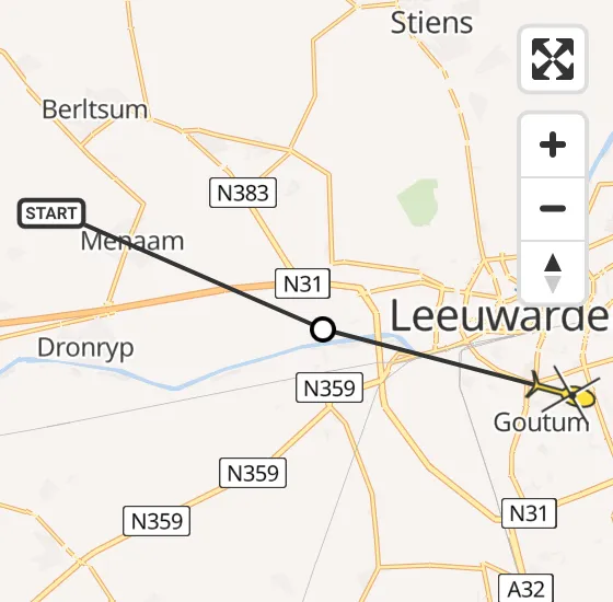Vlucht Ambulancehelikopter PH-HOW van Menaam naar Leeuwarden op dinsdag 23 juli 2024 13:12