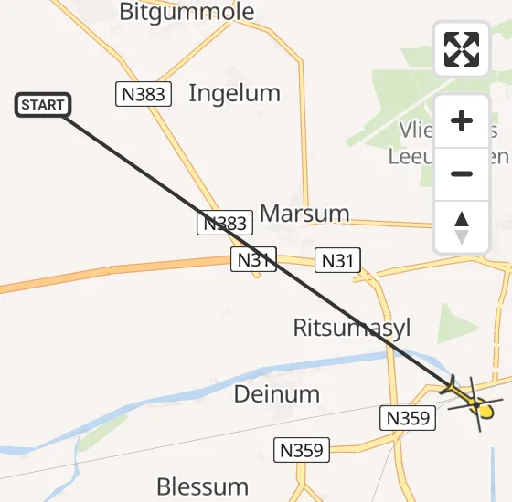 Vlucht Ambulancehelikopter PH-HOW van Menaam naar Leeuwarden op dinsdag 23 juli 2024 16:38