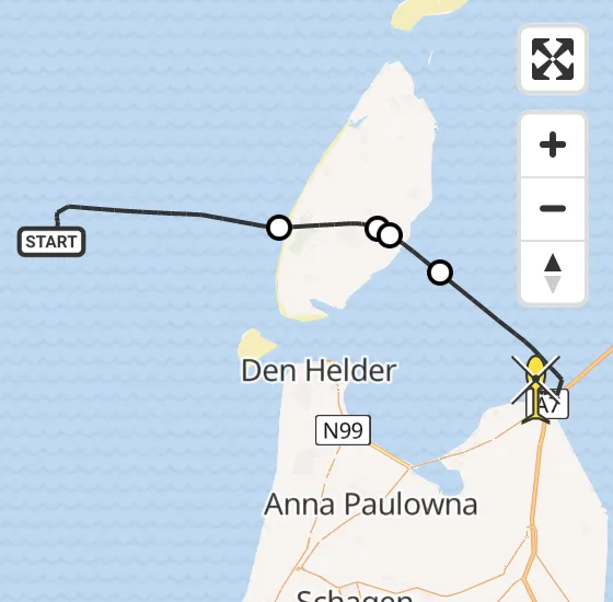 Vlucht Kustwachthelikopter PH-SAR van  naar Den Oever op dinsdag 23 juli 2024 17:01