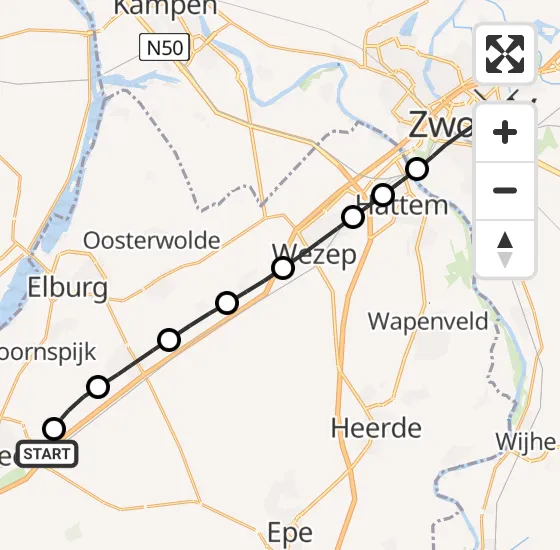 Vlucht Traumahelikopter PH-LLN van Nunspeet naar Zwolle op dinsdag 23 juli 2024 17:39