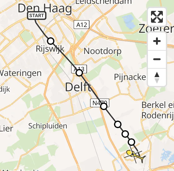 Vlucht Traumahelikopter PH-UMC van Den Haag naar Rotterdam The Hague Airport op dinsdag 23 juli 2024 18:09