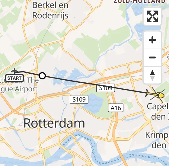 Vlucht Traumahelikopter PH-UMC van Rotterdam The Hague Airport naar Capelle aan den IJssel op dinsdag 23 juli 2024 18:17