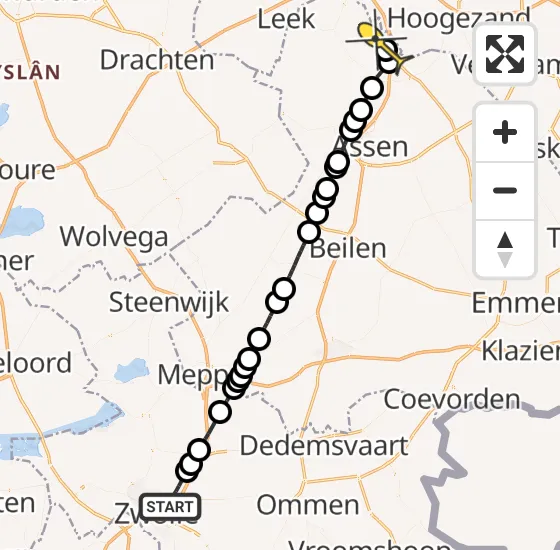 Vlucht Traumahelikopter PH-MAA van Zwolle naar Groningen Airport Eelde op dinsdag 23 juli 2024 18:19