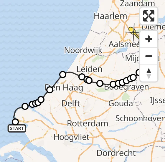 Vlucht Politiehelikopter PH-PXY van Rockanje naar Amstelveen op dinsdag 23 juli 2024 18:23