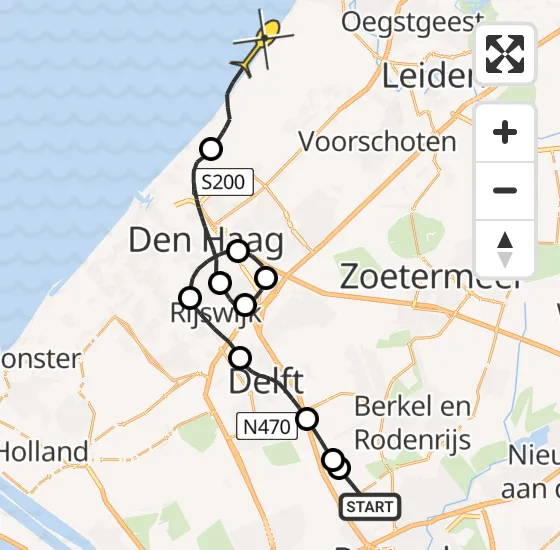 Vlucht Politiehelikopter PH-PXF van Rotterdam The Hague Airport naar Wassenaar op dinsdag 23 juli 2024 20:36