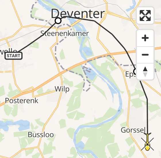 Vlucht Politiehelikopter PH-PXE van Twello naar Gorssel op dinsdag 23 juli 2024 20:47