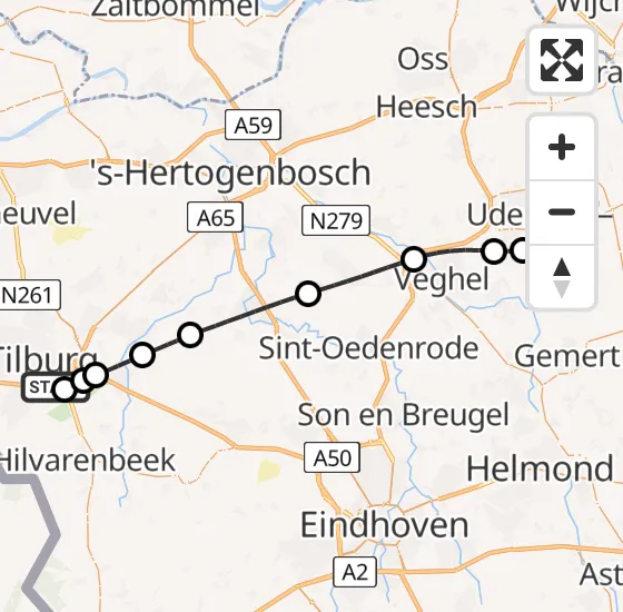 Vlucht Traumahelikopter PH-LLN van Tilburg naar Vliegbasis Volkel op dinsdag 23 juli 2024 22:37