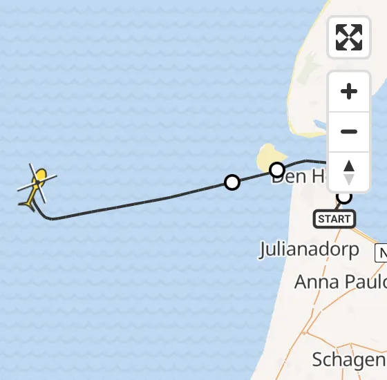 Vlucht Kustwachthelikopter PH-SAR van Vliegveld De Kooy naar  op woensdag 24 juli 2024 9:31