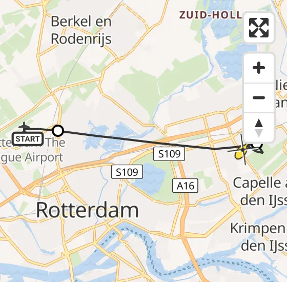Vlucht Traumahelikopter PH-UMC van Rotterdam The Hague Airport naar Capelle aan den IJssel op woensdag 24 juli 2024 12:22