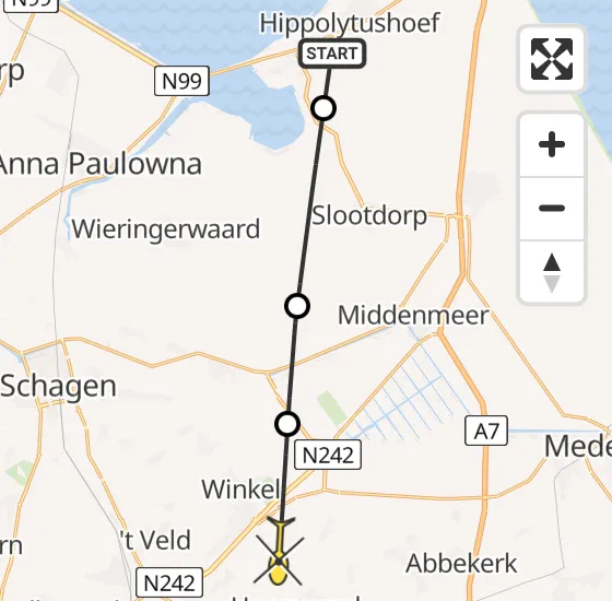 Vlucht Politiehelikopter PH-PXY van Westerland naar Nieuwe Niedorp op woensdag 24 juli 2024 13:59