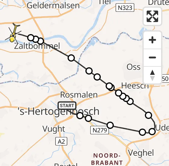 Vlucht Traumahelikopter PH-LLN van 's-Hertogenbosch naar Hellouw op woensdag 24 juli 2024 16:28