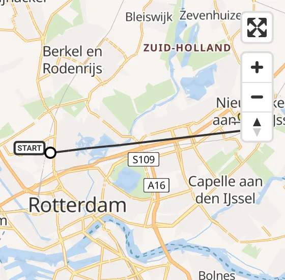 Vlucht Traumahelikopter PH-UMC van Rotterdam The Hague Airport naar Nieuwerkerk aan den IJssel op woensdag 24 juli 2024 17:06