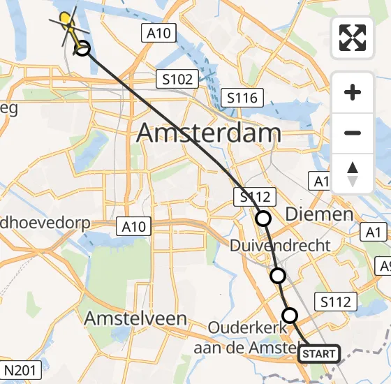 Vlucht Traumahelikopter PH-DOC van Academisch Medisch Centrum (AMC) naar Amsterdam Heliport op woensdag 24 juli 2024 18:50