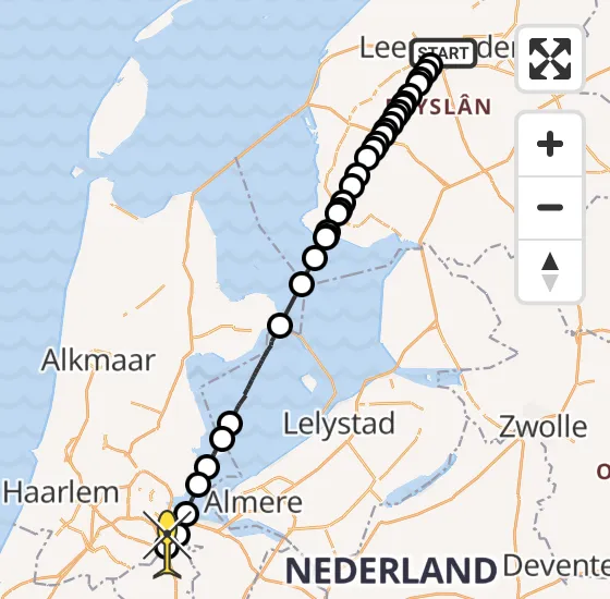 Vlucht Ambulancehelikopter PH-HOW van Leeuwarden naar Academisch Medisch Centrum (AMC) op woensdag 24 juli 2024 18:54