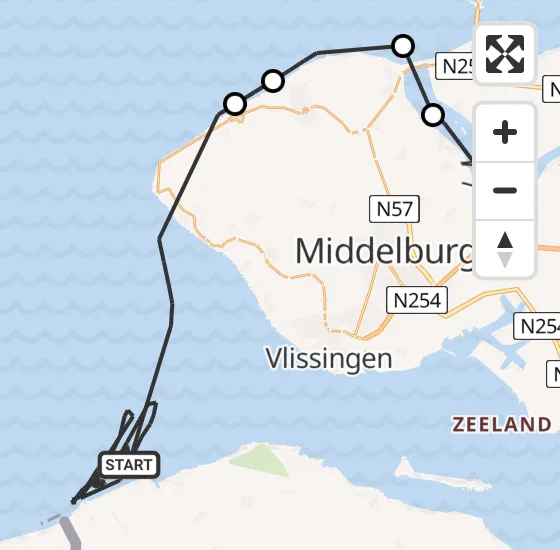 Vlucht Kustwachthelikopter PH-NCG van Vlissingen naar Arnemuiden op woensdag 24 juli 2024 19:44