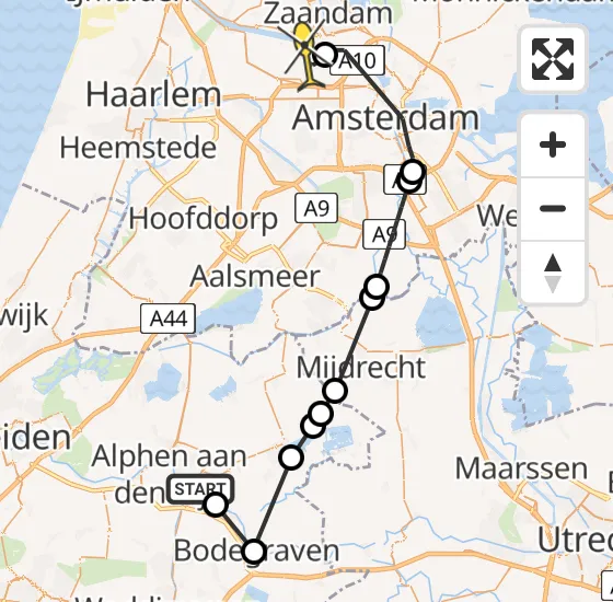 Vlucht Traumahelikopter PH-DOC van Aarlanderveen naar Amsterdam Heliport op woensdag 24 juli 2024 21:12
