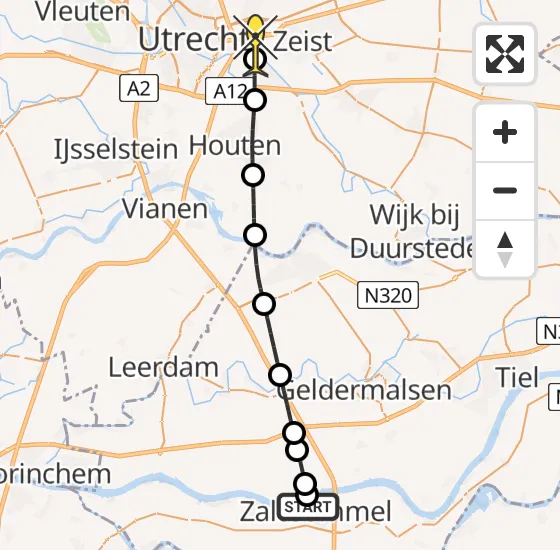 Vlucht Traumahelikopter PH-LLN van Zaltbommel naar Universitair Medisch Centrum Utrecht op woensdag 24 juli 2024 23:23