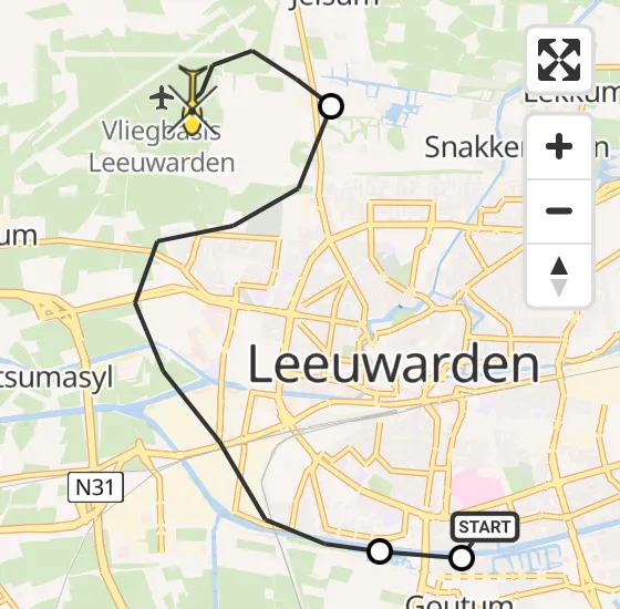 Vlucht Ambulancehelikopter PH-HOW van Leeuwarden naar Vliegbasis Leeuwarden op donderdag 25 juli 2024 0:38