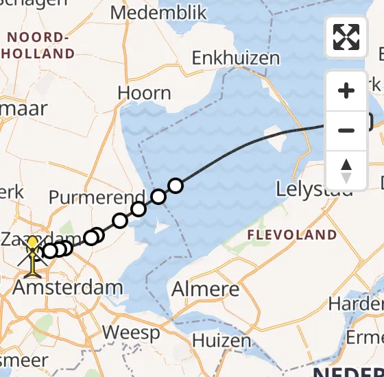 Vlucht Traumahelikopter PH-DOC van Swifterbant naar Amsterdam Heliport op donderdag 25 juli 2024 13:54