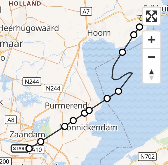 Vlucht Traumahelikopter PH-DOC van Amsterdam Heliport naar Bovenkarspel op donderdag 25 juli 2024 17:18
