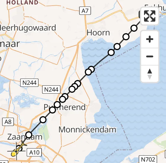 Vlucht Traumahelikopter PH-DOC van Bovenkarspel naar Amsterdam Heliport op donderdag 25 juli 2024 17:50