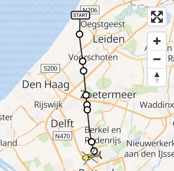 Vlucht Traumahelikopter PH-UMC van Katwijk naar Rotterdam The Hague Airport op donderdag 25 juli 2024 18:22