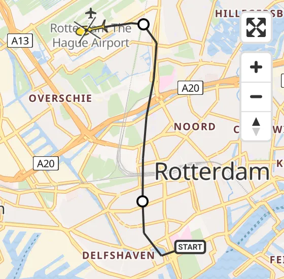Vlucht Traumahelikopter PH-UMC van Erasmus MC naar Rotterdam The Hague Airport op donderdag 25 juli 2024 20:44