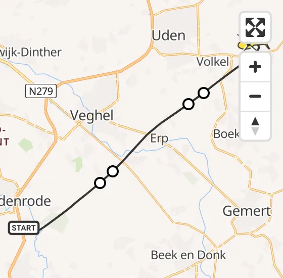 Vlucht Traumahelikopter PH-LLN van Sint-Oedenrode naar Vliegbasis Volkel op vrijdag 26 juli 2024 10:33