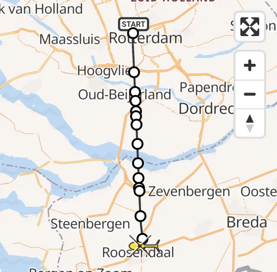 Vlucht Traumahelikopter PH-UMC van Rotterdam The Hague Airport naar Roosendaal op vrijdag 26 juli 2024 11:48