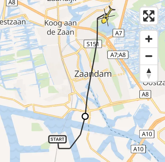 Vlucht Traumahelikopter PH-DOC van Amsterdam Heliport naar Zaandam op vrijdag 26 juli 2024 15:22