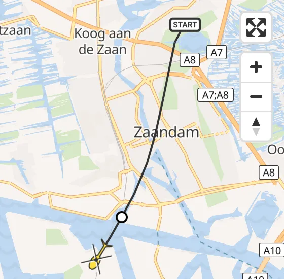 Vlucht Traumahelikopter PH-DOC van Zaandam naar Amsterdam Heliport op vrijdag 26 juli 2024 15:46