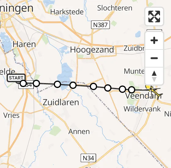 Vlucht Traumahelikopter PH-MAA van Groningen Airport Eelde naar Veendam op vrijdag 26 juli 2024 20:35