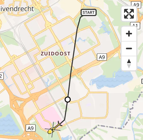 Vlucht Traumahelikopter PH-DOC van Amsterdam naar Academisch Medisch Centrum (AMC) op vrijdag 26 juli 2024 21:13