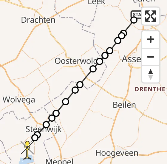 Vlucht Traumahelikopter PH-MAA van Groningen Airport Eelde naar Giethoorn op vrijdag 26 juli 2024 23:52