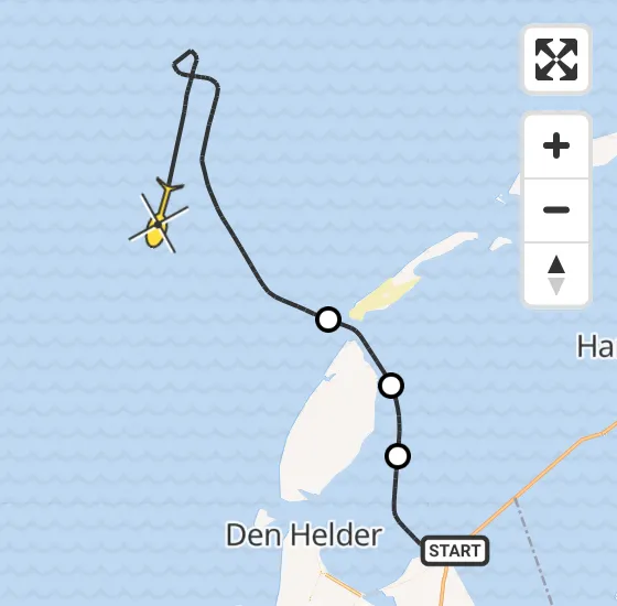 Vlucht Kustwachthelikopter PH-SAR van Den Oever naar  op zaterdag 27 juli 2024 9:42