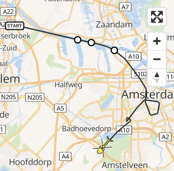 Vlucht Politiehelikopter PH-PXA van Velsen-Zuid naar Badhoevedorp op zaterdag 27 juli 2024 10:49