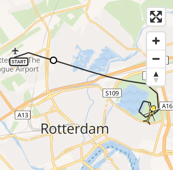 Vlucht Traumahelikopter PH-UMC van Rotterdam The Hague Airport naar Rotterdam op zaterdag 27 juli 2024 16:28