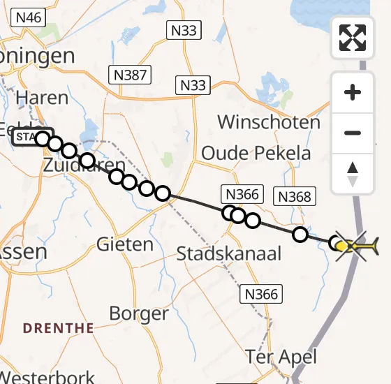 Vlucht Traumahelikopter PH-MAA van Groningen Airport Eelde naar Bourtange op zaterdag 27 juli 2024 17:26