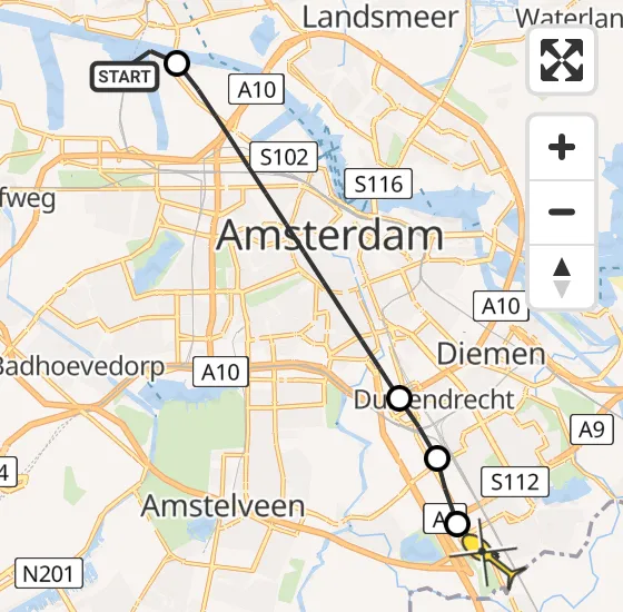 Vlucht Traumahelikopter PH-DOC van Amsterdam Heliport naar Academisch Medisch Centrum (AMC) op zaterdag 27 juli 2024 20:33
