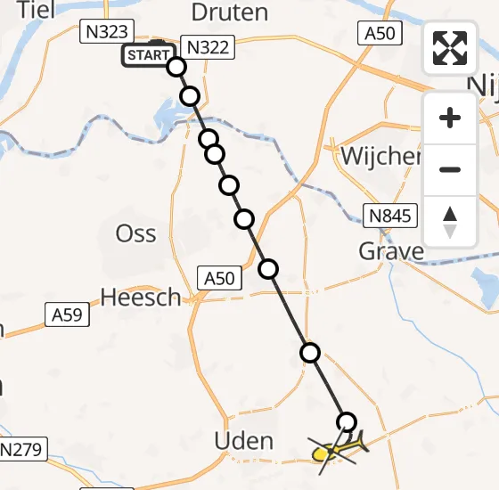 Vlucht Traumahelikopter PH-LLN van Boven-Leeuwen naar Vliegbasis Volkel op zaterdag 27 juli 2024 20:50