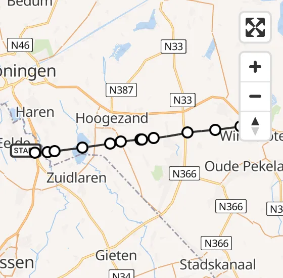 Vlucht Traumahelikopter PH-MAA van Groningen Airport Eelde naar Winschoten op zaterdag 27 juli 2024 21:06