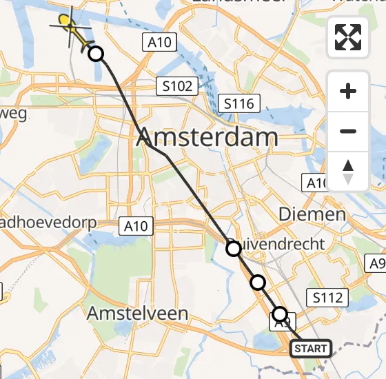 Vlucht Traumahelikopter PH-DOC van Academisch Medisch Centrum (AMC) naar Amsterdam Heliport op zaterdag 27 juli 2024 21:07