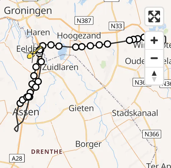Vlucht Traumahelikopter PH-MAA van Winschoten naar Groningen Airport Eelde op zaterdag 27 juli 2024 21:35