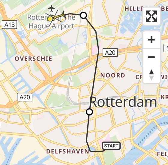 Vlucht Traumahelikopter PH-UMC van Erasmus MC naar Rotterdam The Hague Airport op zondag 28 juli 2024 8:38
