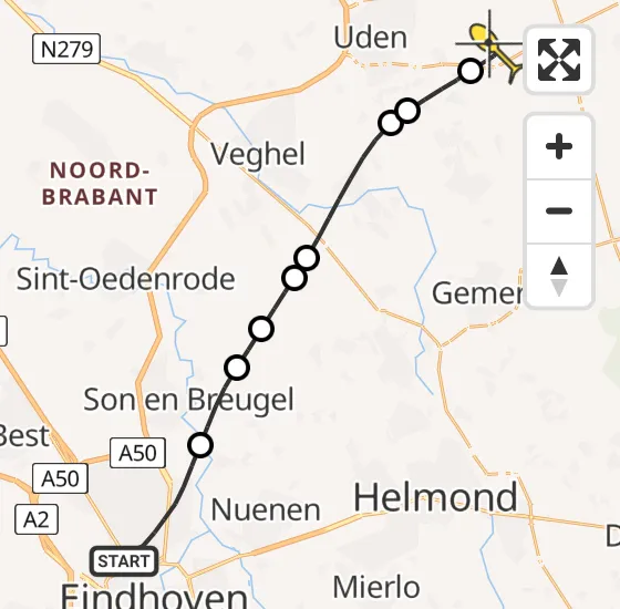 Vlucht Traumahelikopter PH-LLN van Eindhoven naar Vliegbasis Volkel op zondag 28 juli 2024 9:39
